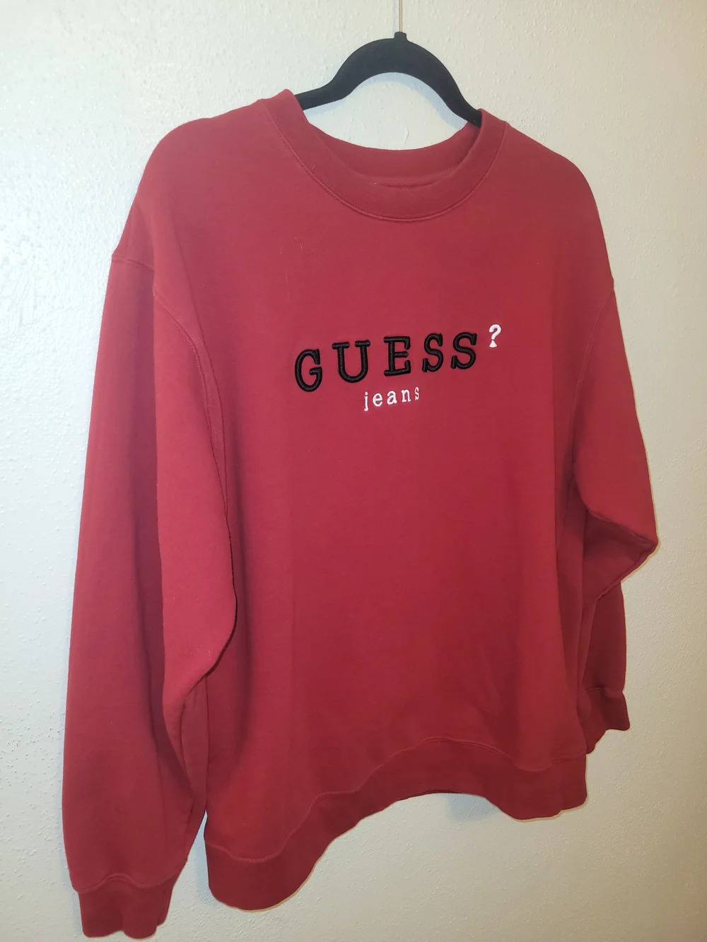 Vintage GUESS Jeans Red Embroidered Logo Crewneck Sweatshirt 80s 90s Xl